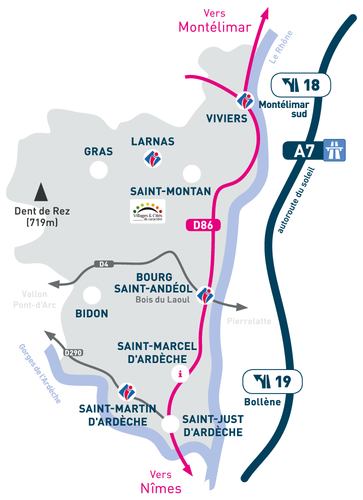 Carte Sud Ardèche : du Rhône aux Gorges de l'Ardèche